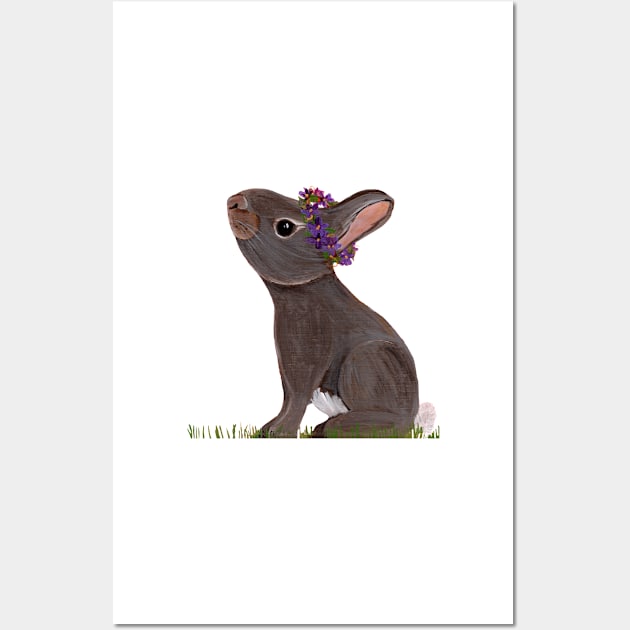 Eastern Cottontail with violet crown Wall Art by Peleegirl